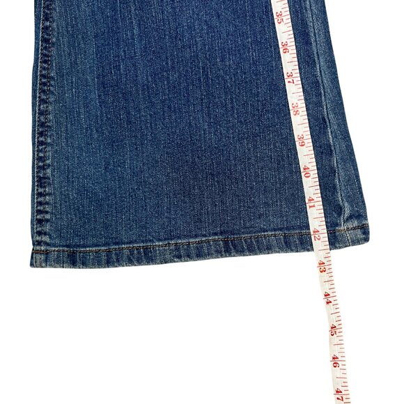 Almost Famous Y2K Juniors Size 11 High Rise Flare Jeans Blue Denim Tie Belt - Picture 8 of 14
